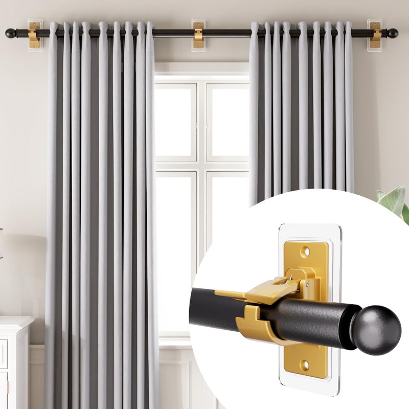 Antimbee 6 Pack Self Adhesive Rod Brackets  No Drill Needed Curtain Rod Holders  Nail Free Stick on Curtain Rod Hooks  Curtain Hangers for Bathroom  Bedroom  Livingroom  Hold up to 20lbs on Smooth Surface - Image 3